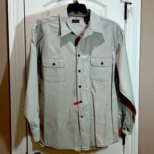 🔥🔥🔥St. John’s Bay Khaki Long Sleeve Shirt * 100% Cotton •  Like New • EUC